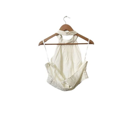 Lovers‎ + Friends Cream Pleated Halter Cutout Top XL - Picture 2 of 6
